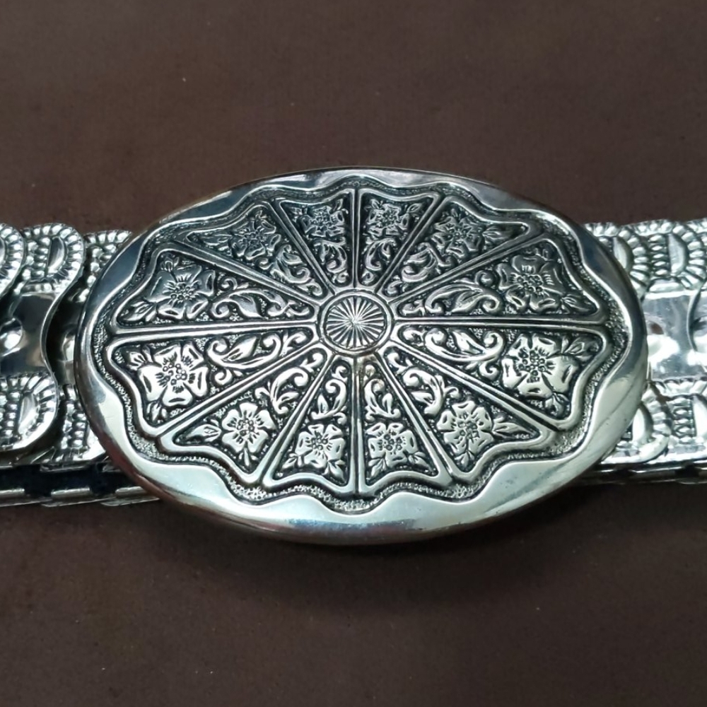 Silver Metal Floral Stretch Fashion Belt